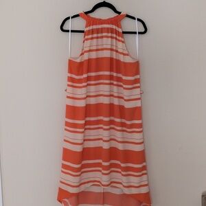 GLAM Orange Striped High Low Sleeveless Dress Size Large